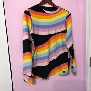 Burton kids Fleece Base Layer top warmest winter snow sports rainbow mashup XL